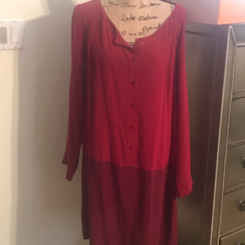 EILEEN FISHER SILK CREPE COLOR-BLOCK DRESS